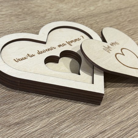 Boite demande en mariage  en forme de coeur