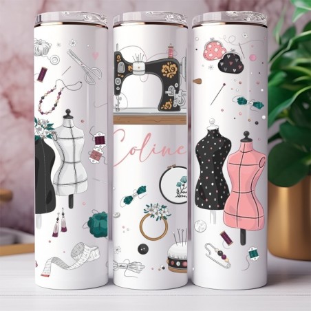 Tumbler Isotherme Personnalisé “Couture” Modèle 1 – Gobelet Inox Cadeau Original pour Couturière