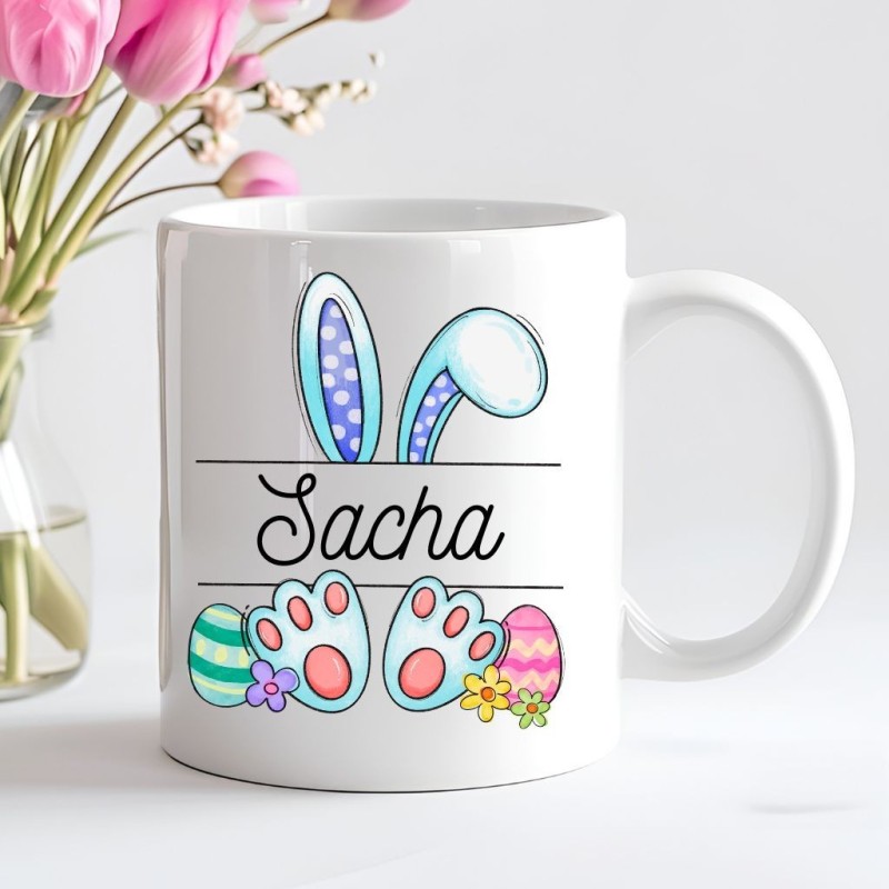 Mug de Pâques “Bunny Blue” – Mug lapin bleu, cadeau printanier et mignon