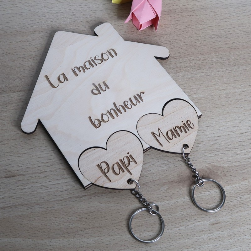 Support Clé Murale "LA MAISON DU BONHEUR" – Porte-Clés Décoratif et Pratique