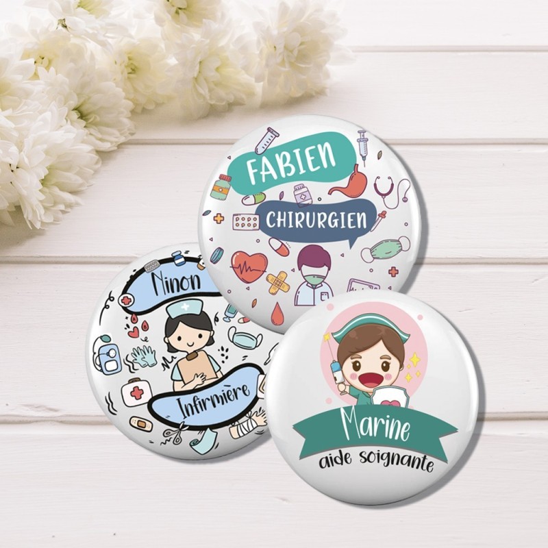 Badge Personnalisable – Métier Médical, Accessoire Professionnel avec Nom et Prénom