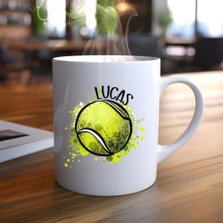 Mug “Balle de tennis” personnalisable – Ajoutez un prénom pour un cadeau sportif unique